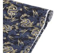 FINGERINSPIRE 1m Japanese Cotton Fabric 1.5m Wide Light Steel Blue Dragon Pattern Quilting Fabric Traditional Decorative Sewing Cloth for Gifts DIY and Home Decor