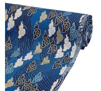 FINGERINSPIRE 1m Japanese Cotton Fabrics 150cm Wide Blue Sewing Fabric with Colorful Auspicious Cloud Wave Pattern DIY Craft Decorative Accessories for Home Furniture Sofa Handwork Project