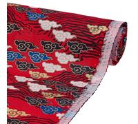 FINGERINSPIRE 1m Japanese Cotton Fabrics 150cm Wide Red Sewing Fabric with Colorful Auspicious Cloud Wave Pattern DIY Craft Decorative Accessories for Home Furniture Sofa Handwork Project