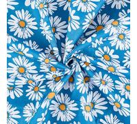 FINGERINSPIRE 1x1.6M Daisy Pattern Cotton Fabric for Sewing Steel Blue Color Daisy Flower Fabric Floral Cotton Fabrics Bundle for Apparel Lining Quilting Accents DIY Decorative Projects