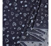 FINGERINSPIRE 1x1.83m Cotton Denim Fabric Midnight Blue Denim Fabric with Heart Design Rectangle Sewing Fabrics for Valentine's Day DIY Sewing Material for Jackets Dresses Jeans Bags Crafting Projects