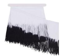 FINGERINSPIRE 2.19 Yards/2m Two Tone Fringe Tassel Trim 20cm Wide Polyester Tassel Ribbon Black & White Tinsel Tassel Trimming for DIY Sewing Crafts Clothing Curtains Decoration Accessories