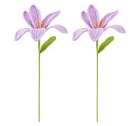 FINGERINSPIRE 2 Bouquet Handmade Artificial Lily Flowers Knitted Cotton with Iron Wire Faux Lilac Lily Flowers Crochet for Home Decoration Wedding Floral Gift