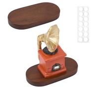 FINGERINSPIRE 2 Pack Walnut Wood Display Base with 28pcs Stickers 10x5cm Coconut Brown Wood Display Pedestal Oval Wooden Jewelry Stand Natural Wooden Tabletop Riser for Home Decoration