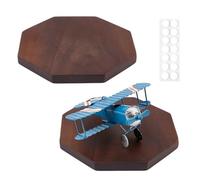 FINGERINSPIRE 2 Pack Walnut Wood Display Base with 28pcs Stickers 12x12cm Coconut Brown Wood Display Pedestal Octagon Wooden Jewelry Stand Natural Wooden Tabletop Riser for Home Decoration