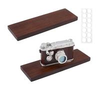 FINGERINSPIRE 2 Pack Walnut Wood Display Base with 28pcs Stickers 15.1x5cm Coconut Brown Wood Display Pedestal Rectangle Wooden Jewelry Stand Natural Wooden Tabletop Riser for Home Decoration