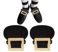 FINGERINSPIRE 2 Pairs Colonial Shoe Buckle Accessories Black & Gold Shoe Buckles Colonial Shoe Covers PU Leather Colonial Shoe Buckles Historical Gold Shoe Buckles Costume Accessory for Men Women