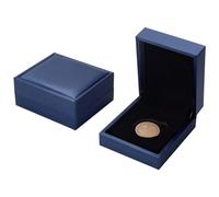 FINGERINSPIRE 2 Pcs 30mm Coin Presentation Display Box Steel Blue Color Rectangle PU Imitation Leather Coin Storage Boxes with Velvet Inside Commemorative Coin Challenge Coins Medals Badges Gift Case