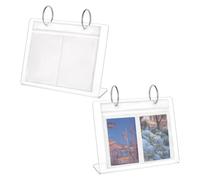FINGERINSPIRE 2 Pcs Desktop Mini Acrylic Photo Album Holds 10x6.7cm Clear Acrylic Desk Photo Storage Stand with 68 Pockets Perfect for Pictures, Cards, and Small Memorabilia for Home and Office Use