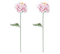 FINGERINSPIRE 2 PCS Handmade Crochet Peony Flowers - Pink Knitted Cotton Peony Bouquet with Adjustable Iron Wire Stems for Wedding, Home Decor & Gift Giving
