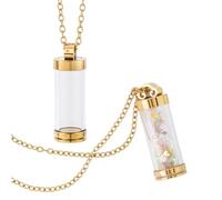 FINGERINSPIRE 2 Set Glass Bottle Necklace Kit: 2Pcs Clear Glass Bottle Pendant with 2Pcs Golden 304 Stainless Steel Chain 38mm Clear Vial Urn Jewelry for Ashes, Sand & Keepsakes, Lobster Clasp Design