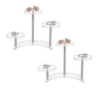 FINGERINSPIRE 2 Set Round Acrylic Display Stand 3-Tier with Moon Shape Base 5cm Acrylic Products Display Riser Item Display Shelf for Action Figures, Jewelry, Cupcake, Perfume, Collectibles Display