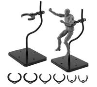 FINGERINSPIRE 2 Sets Action Figure Display Stands with Adjustable Snake Bone Black Action Figure Display Holder with Rectangle Base Assembly Plastic Model Support Stand for Figures Models