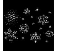 FINGERINSPIRE 2 Sheet Snowflake Iron on Rhinestone Crystal Transfers Iron on Hotfix Applique with 16Pcs Snowflakes and Hot Melt Adhesive Back for Christmas Festive