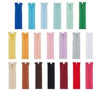 FINGERINSPIRE 20 PCS Super Tiny Zippers for Doll Sewing Clothes - 9cm Long Micro Mini Nylon Zippers in 20 Colors for Doll Projects