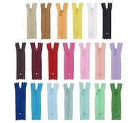 FINGERINSPIRE 20 PCS Tiny Zippers for Doll Sewing Clothes 5 inch Long 20 Colors Nylon Zipper Fastener with Alloy Zipper Puller Colorful Mini Zippers for Clothes Wallet DIY Sewing Accessories