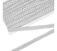 FINGERINSPIRE 20 Yards/18.3m Metallic Braid Trim 15mm Wide Silver Decorative Gimp Trim Polyester Wave Embellishment Lace Trim DIY Sewing Ribbon for DIY Party Clothes Curtain Dress Decoration