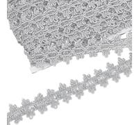 FINGERINSPIRE 20 Yards/18.3M Metallic Braid Trim 32mm Wide Sliver Flower Shape Lace Ribbon Wavy Edge Lace Ribbon Embellishment Lace Trim for Holiday Decoration Wedding DIY Clothes Crafts Sewing