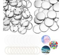 FINGERINSPIRE 200 Sets Button Maker Supplies, 32mm Platinum Metal Round Badge Parts with Metal Covers and PET Gasket Blank Button Badge Parts for Buttons Maker Machine & Badge Press