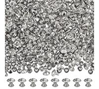 FINGERINSPIRE 200 Sets Clear Rhinestone Rivets 8mm Platinum Crystal Rivets Metal Double Cap Rhinestone Stud Rivets Semi Tubular Rivet for Leather DIY Crafts Clothes Jeans Arts Decoration