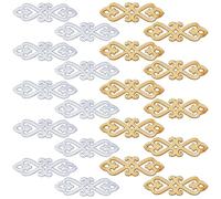 FINGERINSPIRE 20Pcs Embroidered Sequin Patch Applique Gold Silver Hollow Trim Iron on Sequin Patches 40x125mm Glitter Paillette Ribbon Patch Metallic Sequin Clothing Repair Patch for Costume DIY