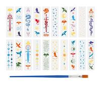 FINGERINSPIRE 20PCS Moon Dragon Painting Stencils with Paint Brush 7.5x30cm Reusable Moon Phrase Template Hollowed Dragon Sun Stars Stencil Fantasy Theme Template for Painting on Furniture