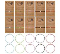 FINGERINSPIRE 20Pcs Star Shaped Friendship Bracelets with 20Pcs Make a Wish Card, Wish Bracelets Back to School Christmas Jewelry Gifts Teamwork Bracelet Employee Appreciation Gifts for Women