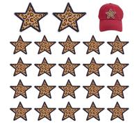 FINGERINSPIRE 22PCS Leopard Print Star Patch 60x58mm Camel Color Star Shape Applique Patches Pentagram Leopard Print Rhinestone Patches Five-Pointed Stars Iron on Applique for Backpack Pants Hat Jeans