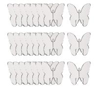 FINGERINSPIRE 24 Pcs Butterfly Acrylic Drink Tags - 3D Mirrored Silver Wine Glass Charms, Blank Goblet Markers for Parties, Weddings, and Wine Tasting Events
