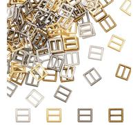 FINGERINSPIRE 240PCS Mini Square Adjustable Buckle Fasteners 4 Colors Include 7mm Small Alloy Slide Buckles Button Tiny Slider Tri-glide Buttons Fasteners for Webbing Strap Sewing DIY Crafts, 4 Colors