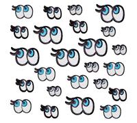 FINGERINSPIRE 24Pcs Eye Shape Sequin Embroidery Cloth Iron on/Sew on Patches, 4 Size Black White Eye Patches Fashion Decorative DIY Patch Accessories for DIY Jackets Jeans Clothes Craft Supplies