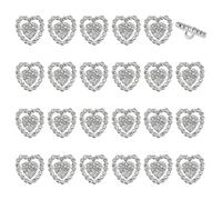 FINGERINSPIRE 24Pcs Silver Rhinestone Heart Shaped Shank Button with a 2.3mm Hole, Sew on Rhinestones Decorative Heart Shaped Buttons for Dress Jewelry Wedding and DIY Crafting Decoration