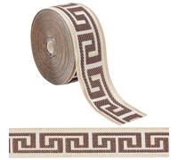 FINGERINSPIRE 25M Drapery Trim 60MM Wide Jacquard Ribbon with Brown Greek Key Design Polyester Material Craft Supplies for Home Decor DIY Sewing Gift Wrapping Art Projects