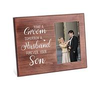 FINGERINSPIRE 25X20cm/10x8inches Picture Frame Wedding Picture Frame Gift for Parents from Groom Wood Photo Frame Rectangle Frame with Today A Groom Tomorrow A Husband Forever Your Son Words