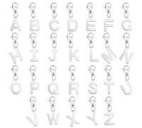 FINGERINSPIRE 26 Pieces Mixed Alphabet Letter Charms 24mm Stainless Steel Letter A~Z Pendant with Lobster Clasp Intial Letter A-Z Alphabet Charm for DIY Name ID Necklace Bracelet Jewelry Making