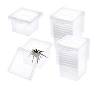 FINGERINSPIRE 28PCS Spider Breeding Box 67x71x49mm Clear Plastic Reptile Enclosure with Ventilation Holes Square Small Animal Habitat for Tarantula Slings Small Arachnids Pet Invertebrates