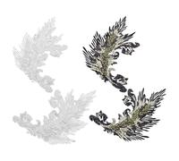 FINGERINSPIRE 2Pair Phoenix Costume Sequin Appliques 408x258mm Black White Peacock Feather Tail Applique Embellishments for Dance Dresses T-Shirt Neckline Clothes Apparel Sewing Accessories