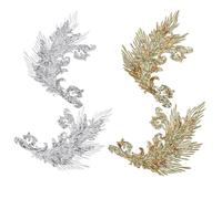 FINGERINSPIRE 2Pair Phoenix Costume Sequin Appliques 408x258mm Silver Gold Peacock Feather Tail Applique Embellishments for Dance Dresses T-Shirt Neckline Clothes Apparel Sewing Accessories