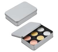 FINGERINSPIRE 2Pcs 6 Slots Platinum Rectangle Challenge Coin Storage Presentation Box with Black Velvet, 153.5x104.5mm Inner Diameter Metal Coin Gift or Commemorative Coins Display Box