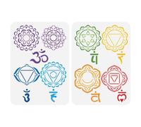 FINGERINSPIRE 2PCS Chakra Symbols Painting Stencil 21x29.7cm Reusable Yoga Meditation Stencil Plastic Mandala Flower Stencil Yoga Symbols Stencil Template for Painting on Wall Canvas Tile Furniture