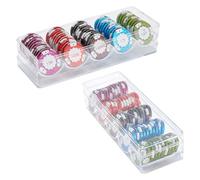 FINGERINSPIRE 2Pcs Clear Poker Chip Trays Plastic with Dustproof Lid | Rectangle,69.5x201x45.5mm,Poker Chip Holder Cases with Cover for Casino Game Poker Game Table Accessories,Holds 100Chips