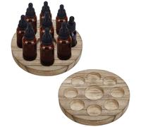 FINGERINSPIRE 2pcs Essential Oil Display Stand 165x18.5mm Small Essential Oil Bottle Storage Holder Tan Color Wood Round Display Rack for Essential Oil Nail Polish Perfume Tabletop Cosmetic Storage