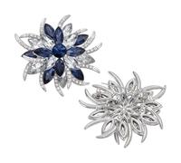 FINGERINSPIRE 2PCS Flower Glass Rhinestone Brooch Pin 60x58mm Caribbean Blue Opal Clear Color Floral Brooch Lapel Pin with Platinum Alloy Badge Scarf Accessories for Clothes Dress Decoration