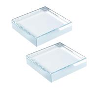 FINGERINSPIRE 2PCS Glass Paperweight Set 80mm Square Clear Transparent Paperweight Crystal Office Paper Weight Square Glass Block for Document Organization Home Desk Decor