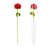 FINGERINSPIRE 2pcs Handmade Knitted Rose Flower with Package Bag Artificial Knitted Flowers Crochet Rose Handmade Single Red Roses for Wife/Girlfriend/Lovers, Birthday, Anniversary, Festival Gift
