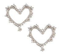 FINGERINSPIRE 2pcs Heart Shape Rhinestone Appliques 108x101.5x5.5mm Heart Shape Sew On Crystal Patch White Artificial Rhinestone Crystal Appliques Patch for Wedding Bridal Dress Decorative