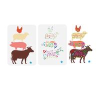 FINGERINSPIRE 2PCS Layered Farm Animals Painting Stencils 21x29.7cm Hollowed Cow Pig Pattern Templates Plastic Sheep Chicken Stencils Decorative Words Templates Animal Theme Stencils for DIY