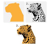 FINGERINSPIRE 2PCS Layered Leopard Painting Stencil 30x30cm Reusable Leopard Silhouette Stencil for Painting DIY Art Leopard Stencil Animal Theme Stencil for Painting on Wall Wood Fabric Furniture