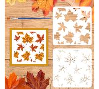 FINGERINSPIRE 2PCS Layered Maple Leaves Stencils with 1Pc Brush 15x15cm Leaf Blades and Veins Pattern Drawing Stencil Autumn Theme Template for Painting on Wall Wood Furniture DIY Home Decoration