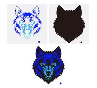 FINGERINSPIRE 2Pcs Layered Wolf Face Large Stencil 30x30cm Ferocious Wolf Painting Stencils Reusable Wolf Head Templates Animal Themes Drawing Templates for Wall Fabric Tiles Floor Paper Wood